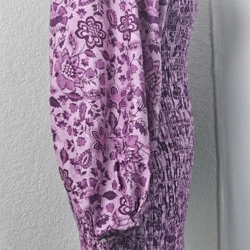 Free People Smock It to Me Mini Dress Sz XS Purple Floral Boho, Whimsycore,